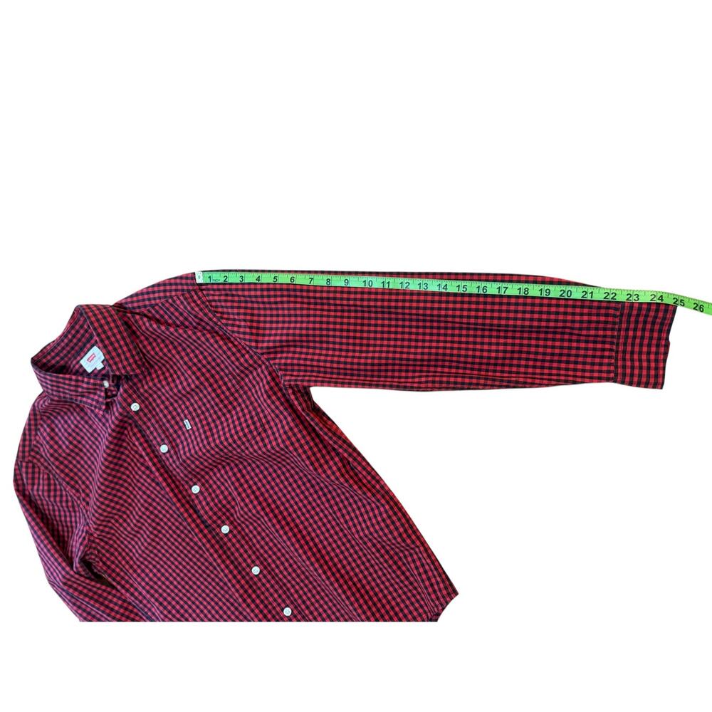 Levis Mens Red Black Gingham Check Long Sleeve Button Down Shirt Large - Picture 5 of 6